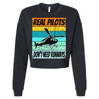 Helicopter Real Pilots Dont Need Runways Cropped Pullover Crew