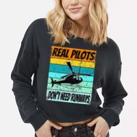 Helicopter Real Pilots Dont Need Runways Cropped Pullover Crew