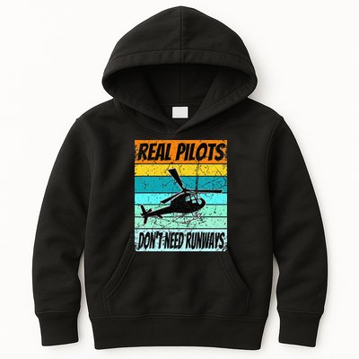 Helicopter Real Pilots Dont Need Runways Kids Hoodie