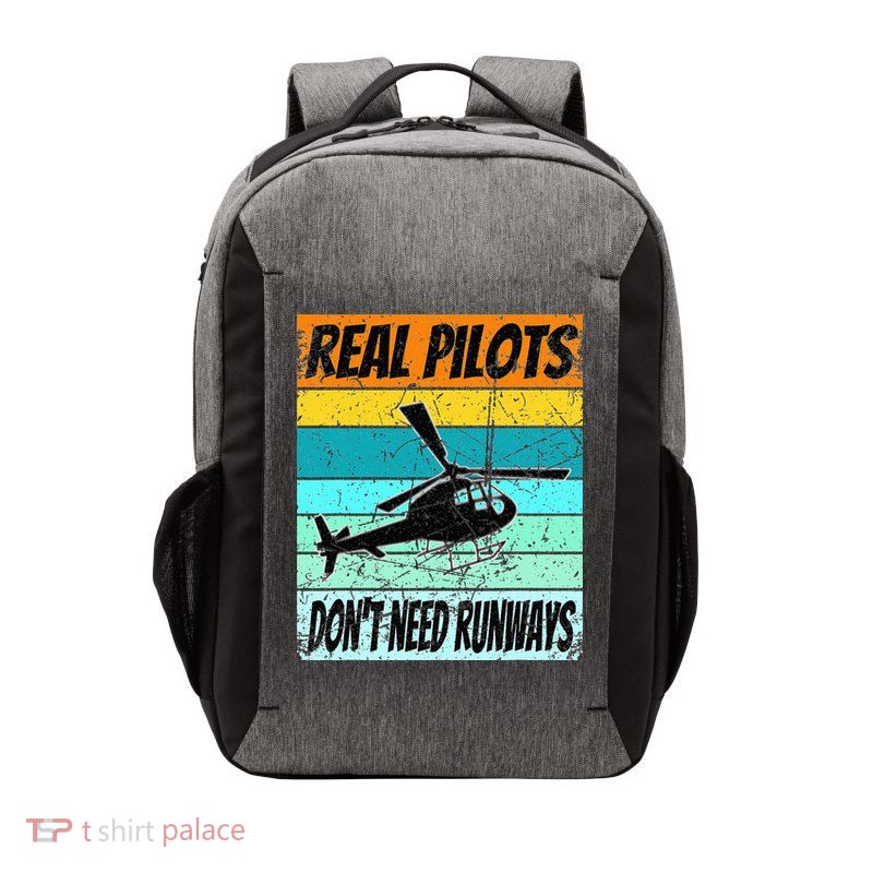 Helicopter Real Pilots Dont Need Runways Vector Backpack