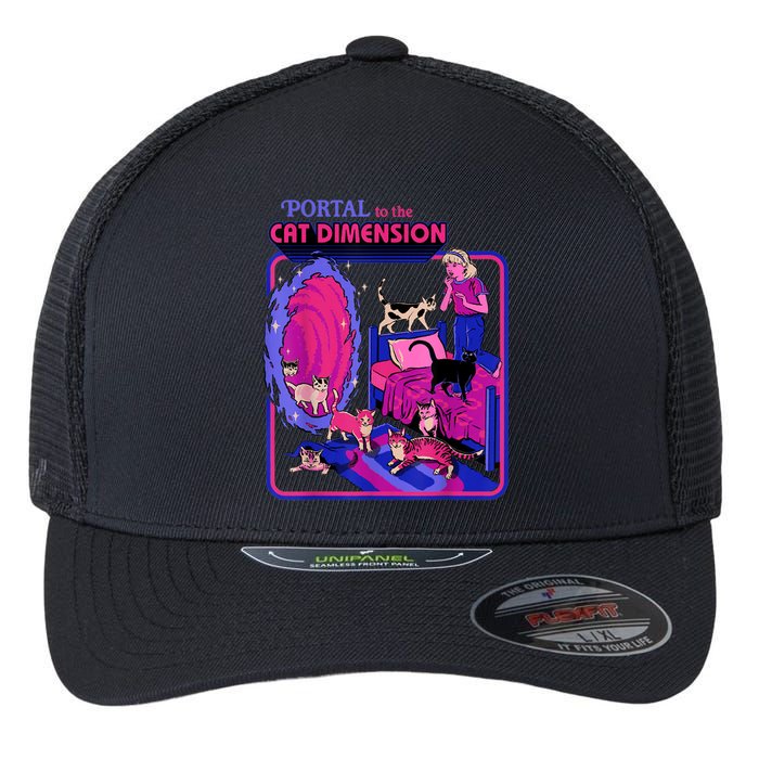 Halloween Retro Portal To The Cat Dimension Funny Flexfit Unipanel Trucker Cap