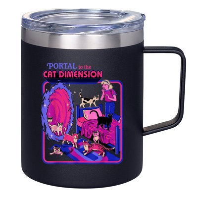 Halloween Retro Portal To The Cat Dimension Funny 12oz Stainless Steel Coffee Mug