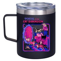 Halloween Retro Portal To The Cat Dimension Funny 12oz Stainless Steel Coffee Mug