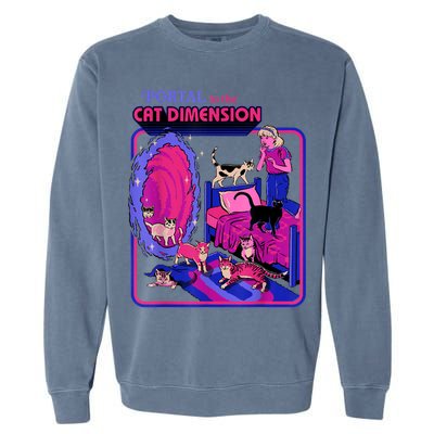 Halloween Retro Portal To The Cat Dimension Funny Garment-Dyed Sweatshirt