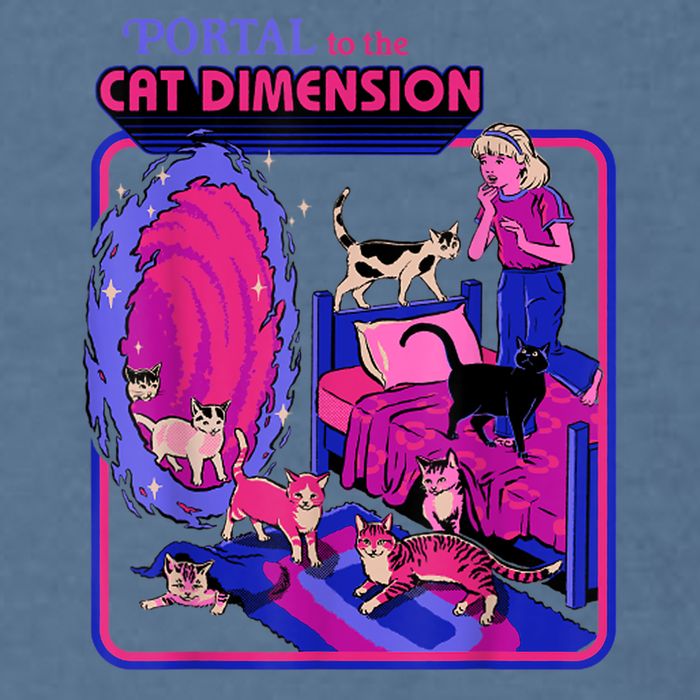 Halloween Retro Portal To The Cat Dimension Funny Garment-Dyed Sweatshirt