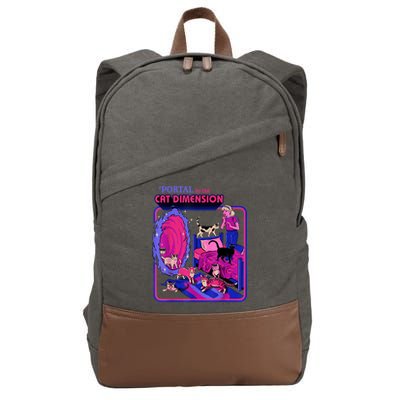 Halloween Retro Portal To The Cat Dimension Funny Cotton Canvas Backpack