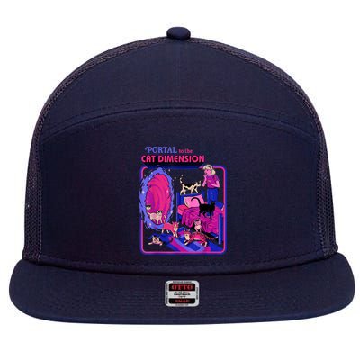 Halloween Retro Portal To The Cat Dimension Funny 7 Panel Mesh Trucker Snapback Hat