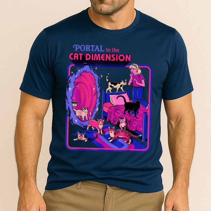 Halloween Retro Portal To The Cat Dimension Funny Performance Shirt