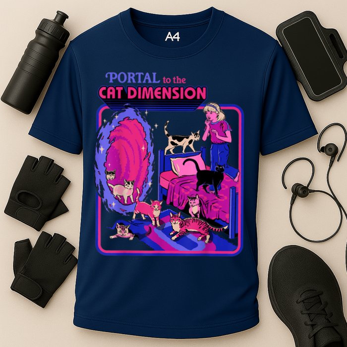 Halloween Retro Portal To The Cat Dimension Funny Performance Shirt