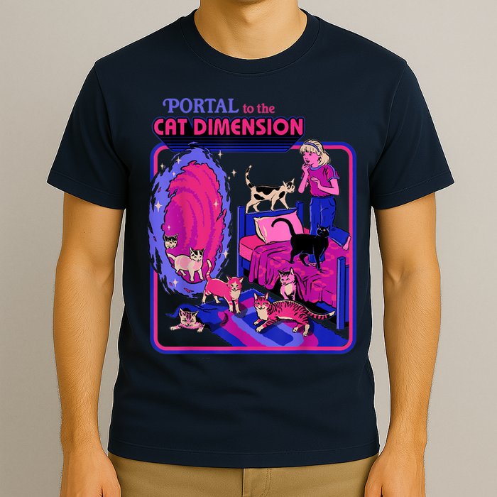 Halloween Retro Portal To The Cat Dimension Funny T-Shirt