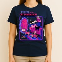 Halloween Retro Portal To The Cat Dimension Funny T-Shirt
