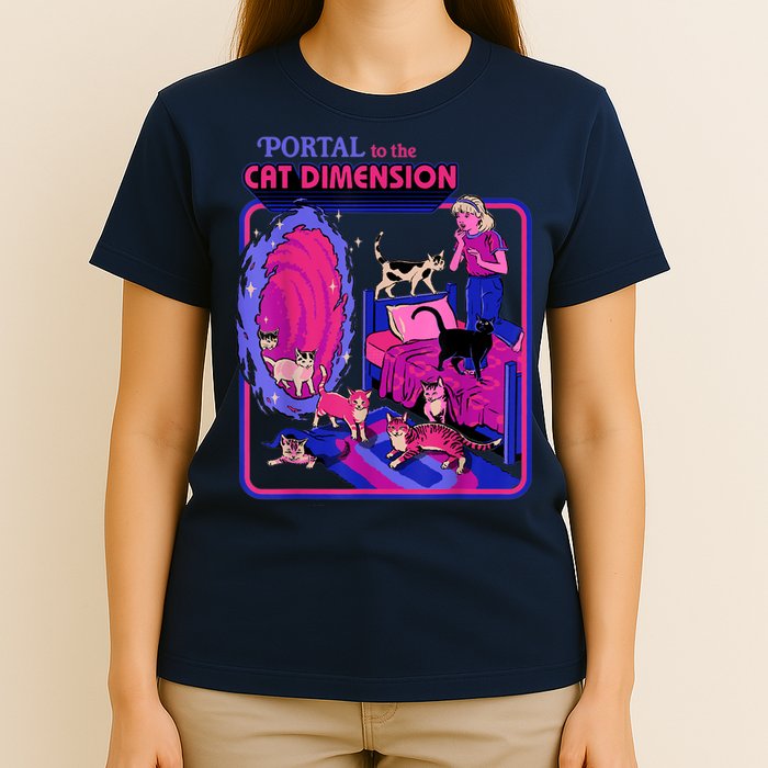 Halloween Retro Portal To The Cat Dimension Funny T-Shirt