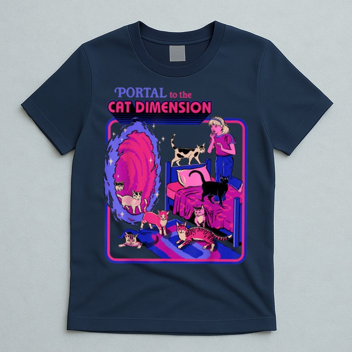 Halloween Retro Portal To The Cat Dimension Funny T-Shirt