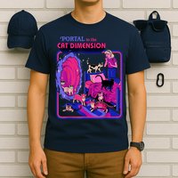 Halloween Retro Portal To The Cat Dimension Funny T-Shirt