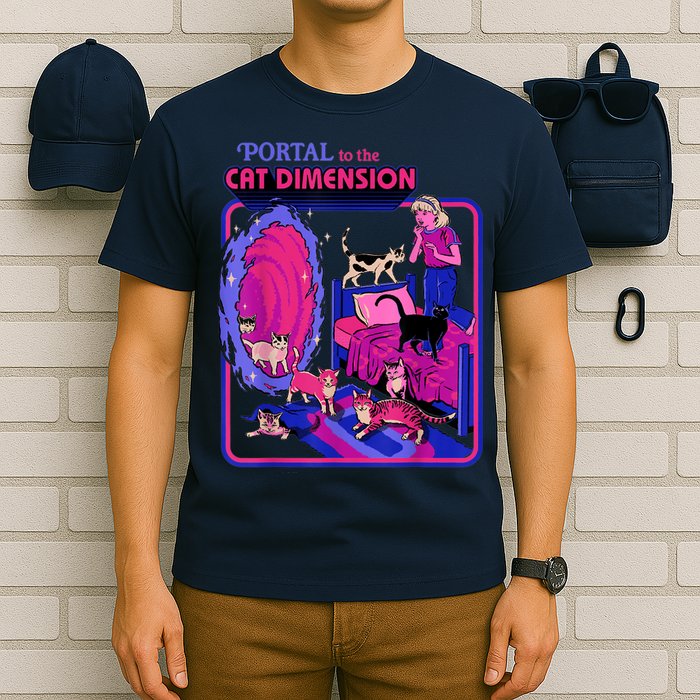 Halloween Retro Portal To The Cat Dimension Funny T-Shirt