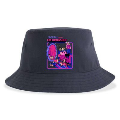 Halloween Retro Portal To The Cat Dimension Funny Sustainable Bucket Hat