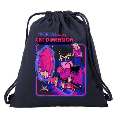 Halloween Retro Portal To The Cat Dimension Funny Drawstring Bag