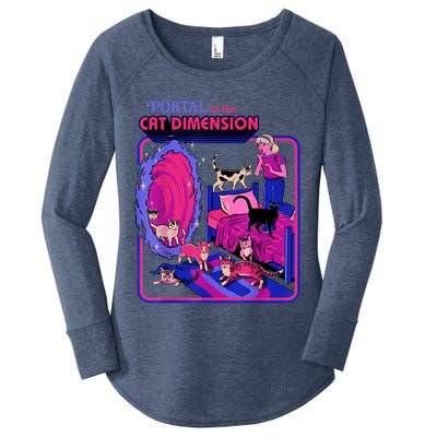 Halloween Retro Portal To The Cat Dimension Funny Women's Perfect Tri Tunic Long Sleeve Shirt
