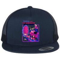 Halloween Retro Portal To The Cat Dimension Funny Flat Bill Trucker Hat