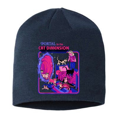 Halloween Retro Portal To The Cat Dimension Funny Sustainable Beanie