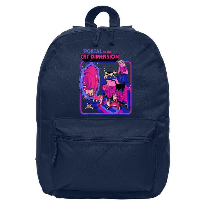 Halloween Retro Portal To The Cat Dimension Funny 16 in Basic Backpack