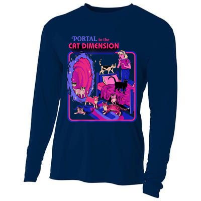 Halloween Retro Portal To The Cat Dimension Funny Cooling Performance Long Sleeve Crew