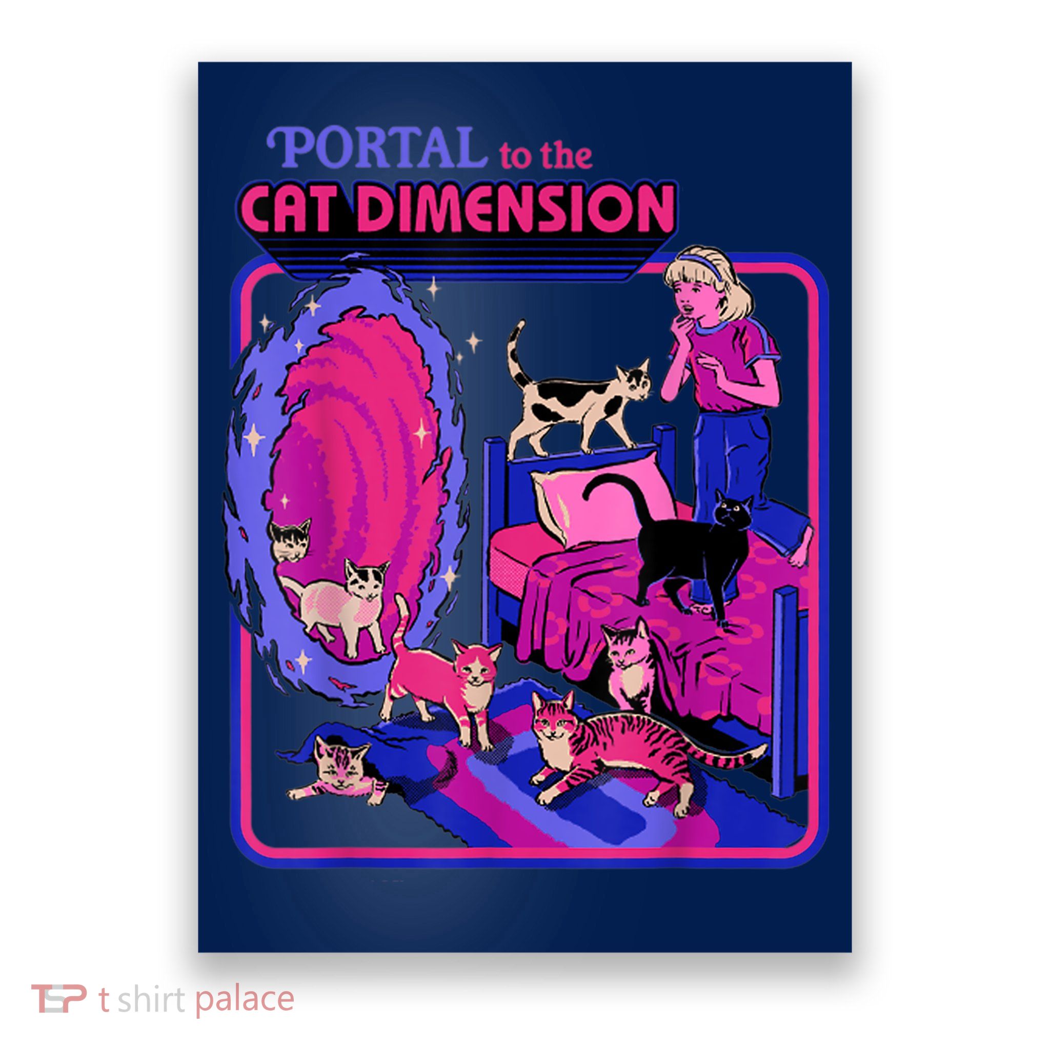 Halloween Retro Portal To The Cat Dimension Funny Poster