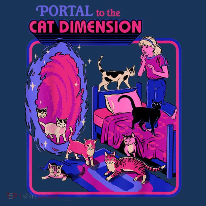 Halloween Retro Portal To The Cat Dimension Funny Poster