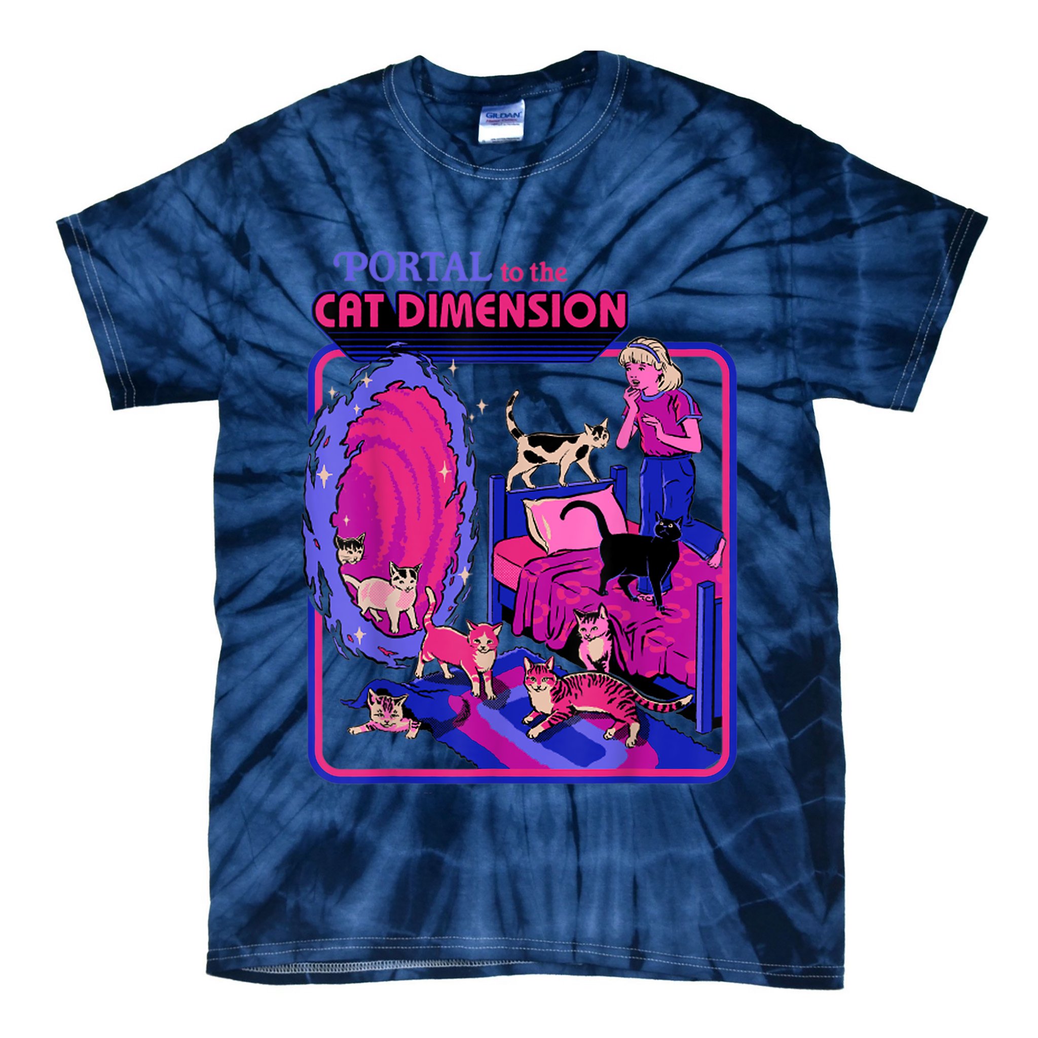 Halloween Retro Portal To The Cat Dimension Funny Tie-Dye T-Shirt