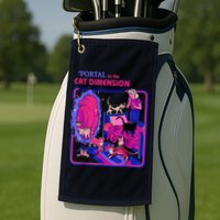 Halloween Retro Portal To The Cat Dimension Funny Golf Towel