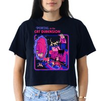 Halloween Retro Portal To The Cat Dimension Funny Crop Top