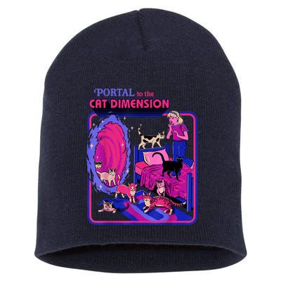 Halloween Retro Portal To The Cat Dimension Funny Short Acrylic Beanie
