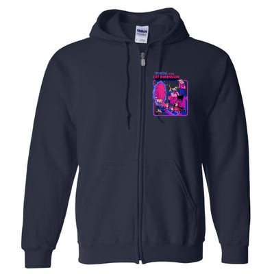 Halloween Retro Portal To The Cat Dimension Funny Full Zip Hoodie