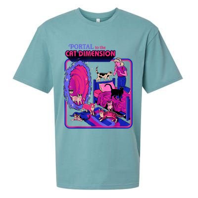Halloween Retro Portal To The Cat Dimension Funny Sueded Cloud Jersey T-Shirt