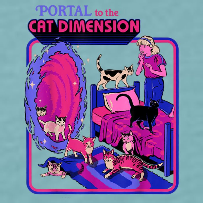 Halloween Retro Portal To The Cat Dimension Funny Sueded Cloud Jersey T-Shirt