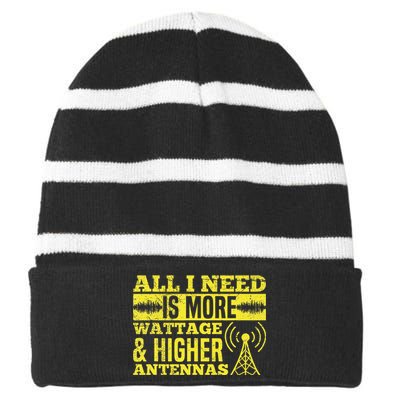 HAM Radio Professional Design for a Ham radio  Striped Beanie with Solid Band