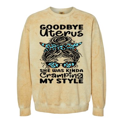 Hysterectomy Recovery Products Uterus Messy Bun Leopard Colorblast Crewneck Sweatshirt