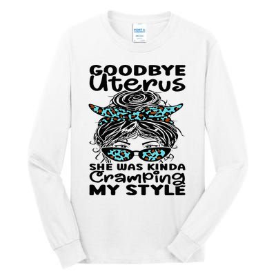 Hysterectomy Recovery Products Uterus Messy Bun Leopard Tall Long Sleeve T-Shirt