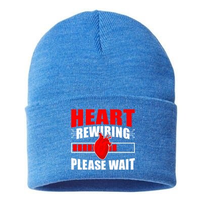 Heart Rewiring Please Wait Open Heart Surgery Survivor Cute Gift Sustainable Knit Beanie