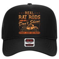 Hot Rod Rusty Car Dont Shine Vintage Rat Rod High Crown Mesh Back Trucker Hat