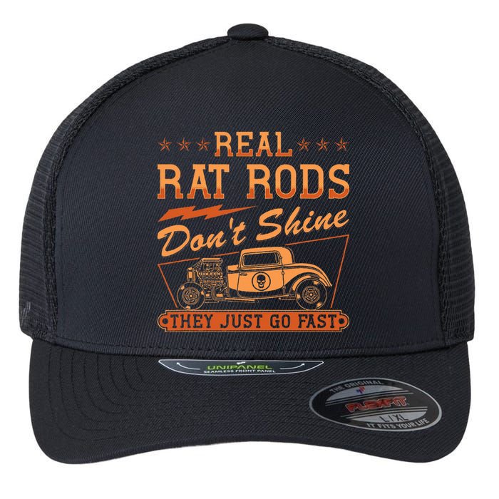 Hot Rod Rusty Car Dont Shine Vintage Rat Rod Flexfit Unipanel Trucker Cap