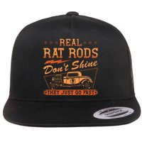 Hot Rod Rusty Car Dont Shine Vintage Rat Rod Flat Bill Trucker Hat