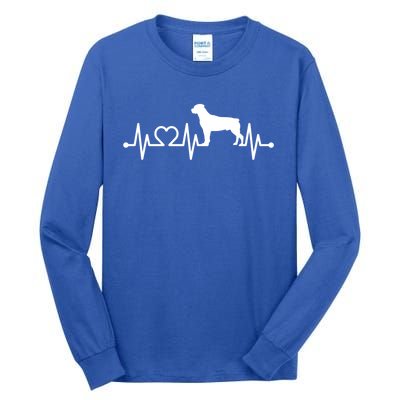 Heartbeat Rott Rottie Rottweiler Pulse For Dog Owners Ecg Gift Tall Long Sleeve T-Shirt