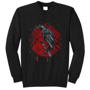 Halloween Raven Red Moon Spooky Night Crow Sweatshirt