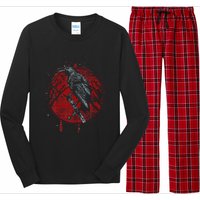 Halloween Raven Red Moon Spooky Night Crow Long Sleeve Pajama Set