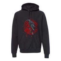 Halloween Raven Red Moon Spooky Night Crow Premium Hoodie