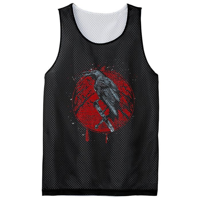 Halloween Raven Red Moon Spooky Night Crow Mesh Reversible Basketball Jersey Tank