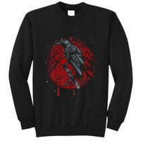 Halloween Raven Red Moon Spooky Night Crow Tall Sweatshirt