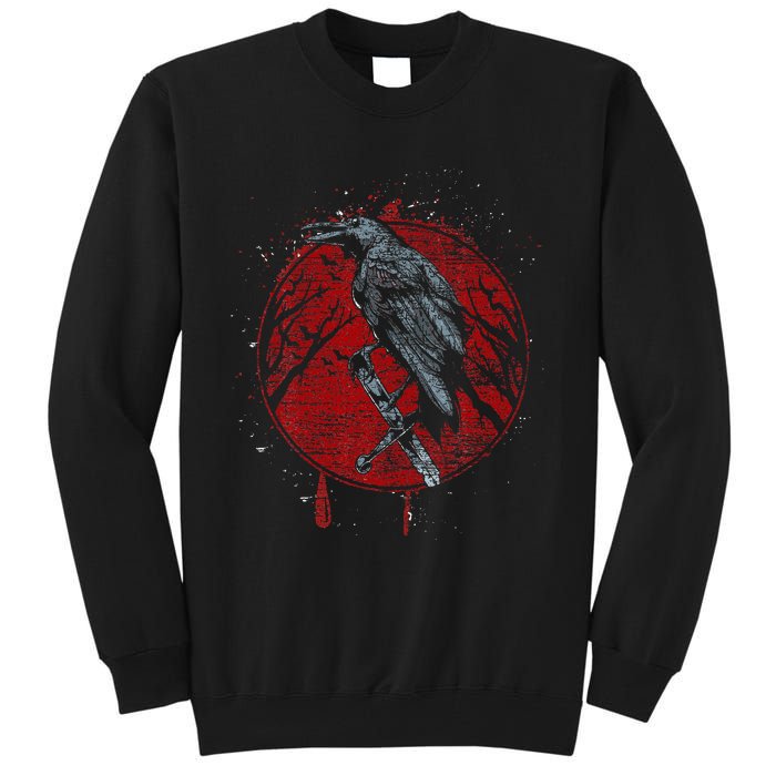 Halloween Raven Red Moon Spooky Night Crow Tall Sweatshirt