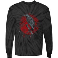 Halloween Raven Red Moon Spooky Night Crow Tie-Dye Long Sleeve Shirt